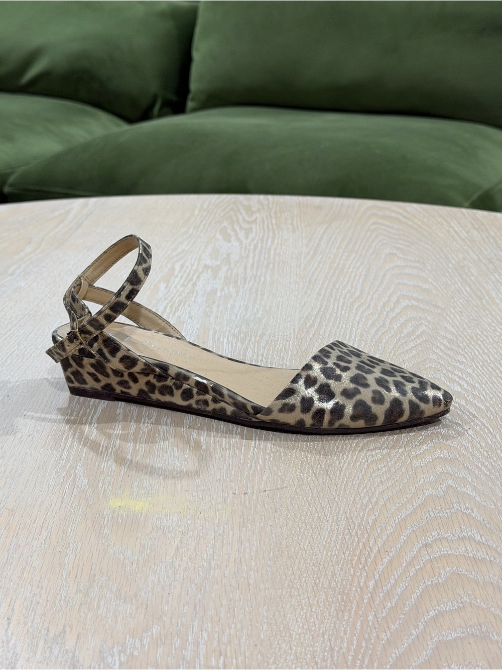 Women's Leopard Print Pointed Toe Ankle-Strap Flats